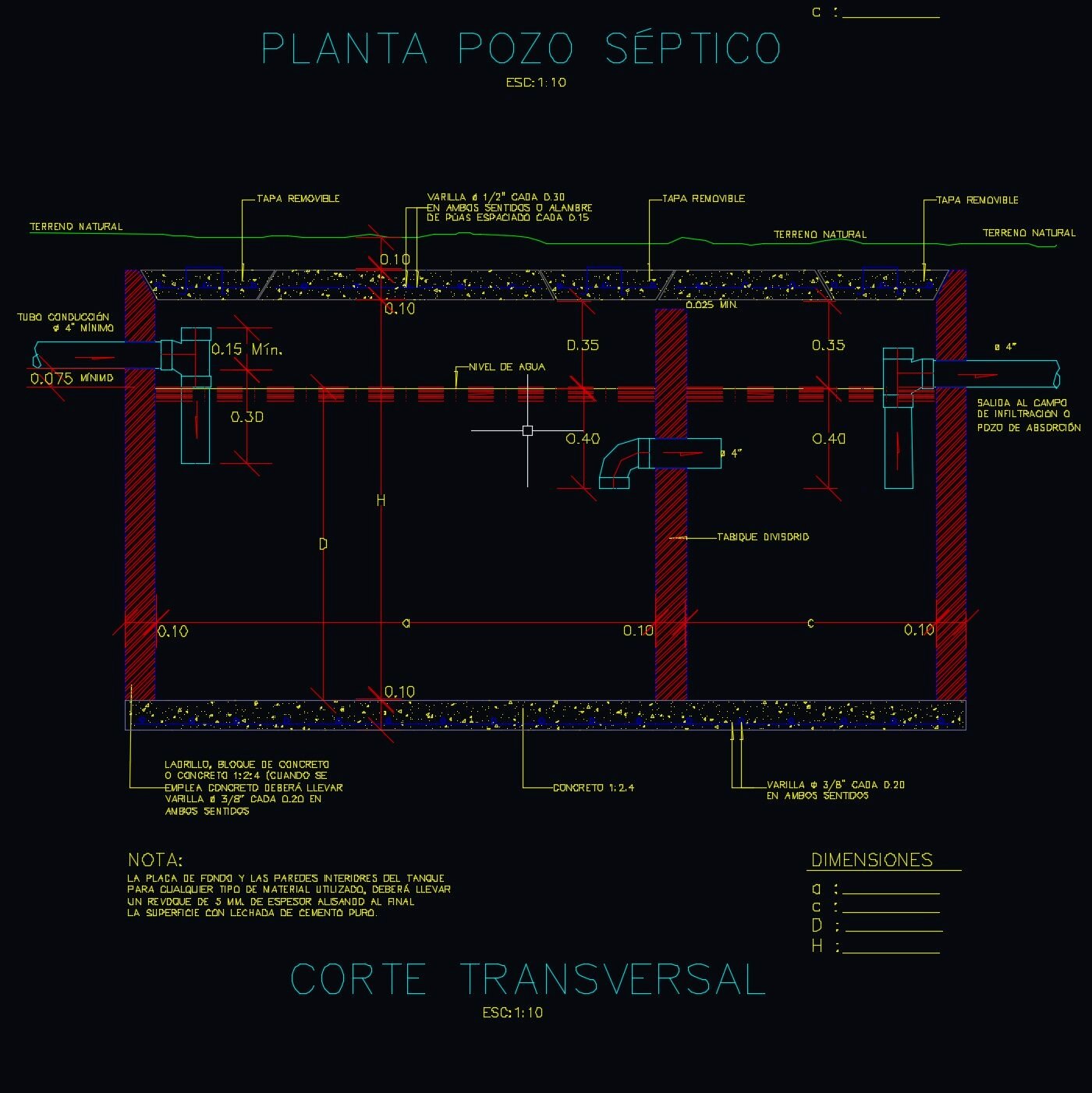 01 Planos constructivos de pozo séptico (AutoCAD)