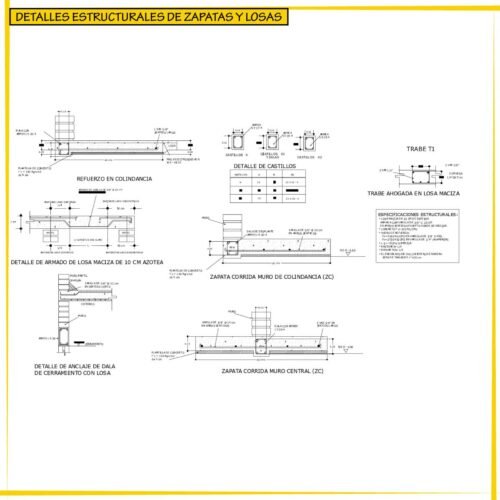 DETALLES ESTRUCTURALES DE ZAPATAS Y LOSA 2024