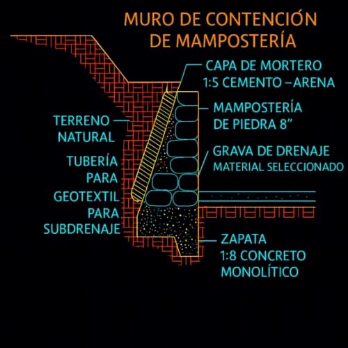 MURO DE CONTENCIÓN DE MAMPOSTERÍA