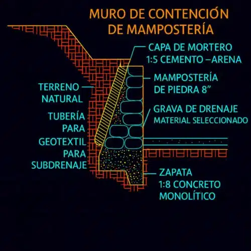 MURO DE CONTENCIÓN DE MAMPOSTERÍA