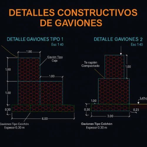 DETALLE CONSTRUCTIVO DE MURO DE GAVIONES