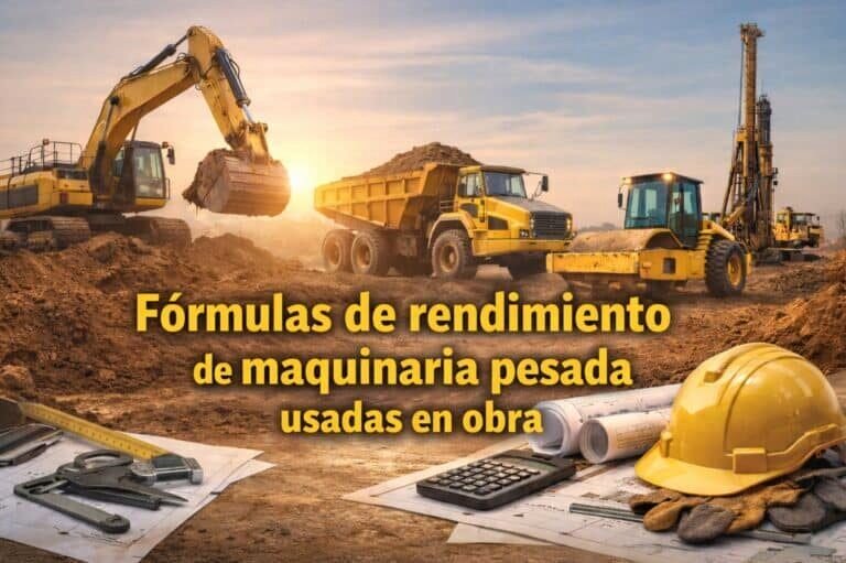 Fórmulas de rendimiento de maquinaria pesada usadas en obra