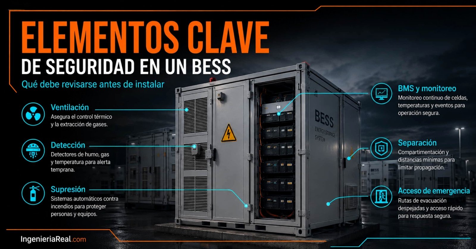 Elementos clave de seguridad que deben revisarse antes de instalar un sistema BESS