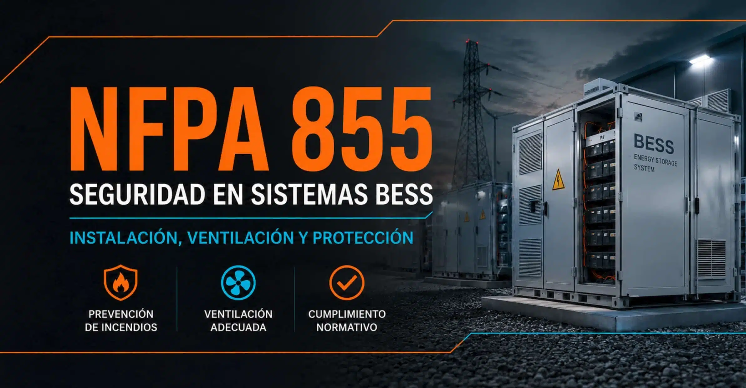 Seguridad en sistemas BESS según NFPA 855: prevención de incendios, ventilación adecuada y cumplimiento normativo