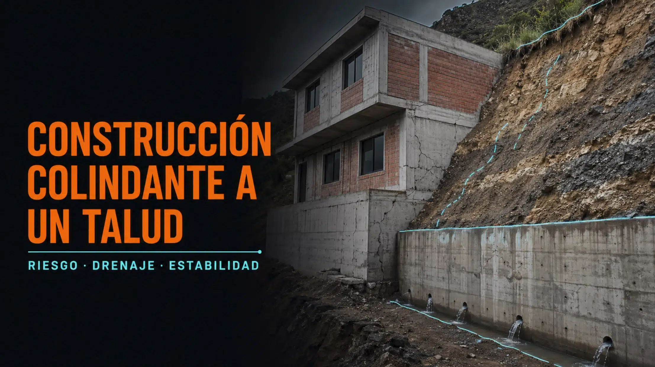 Construcción colindante a un talud: riesgo, drenaje y estabilidad