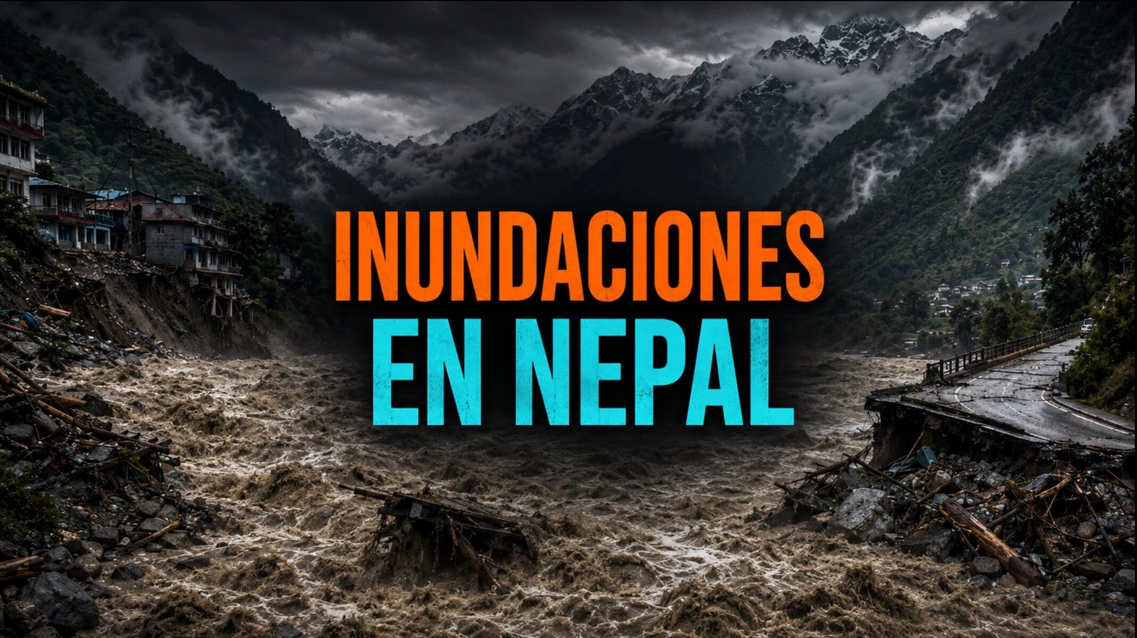 Inundaciones en Nepal y avenida torrencial en una zona montañosa
